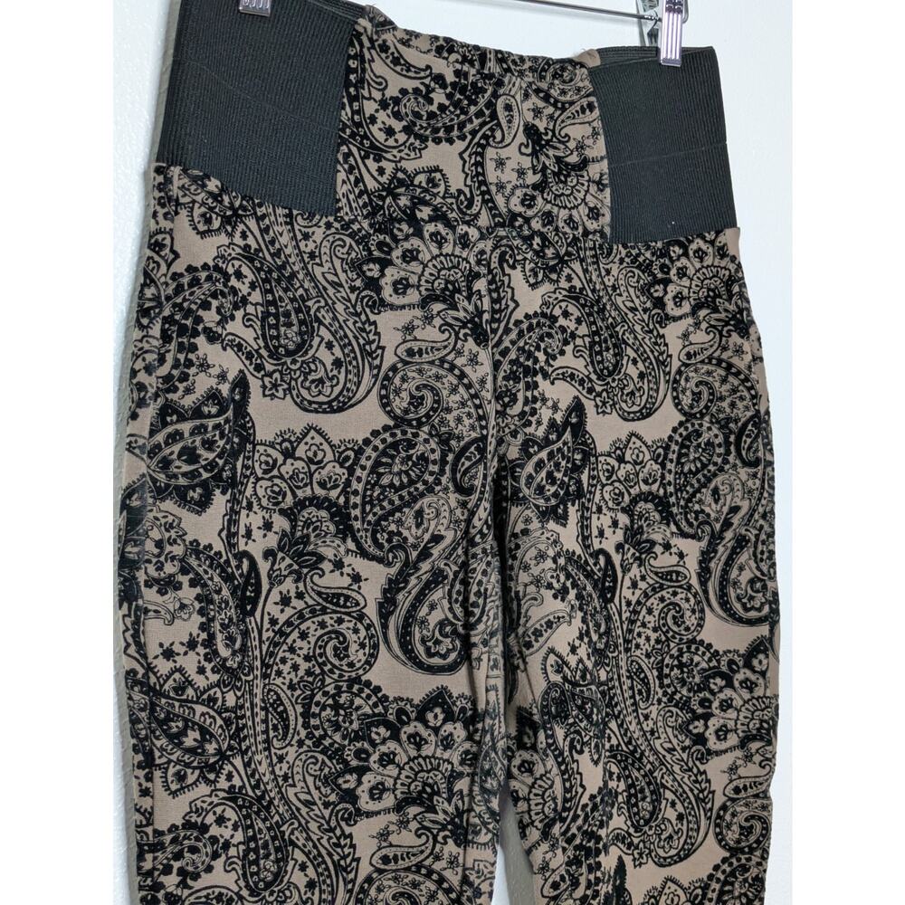 Maurice Paisley Brown Black Textured Stretch Pants Women’s Size M - Picture 3 of 7